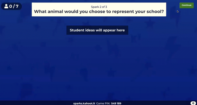 GIF showing several screenshots of Kahoot! Sparks