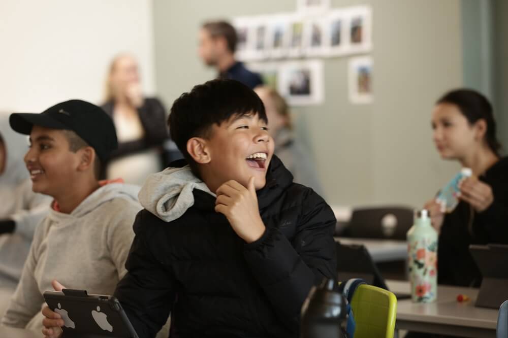 Students playing Kahoot! in a classroom