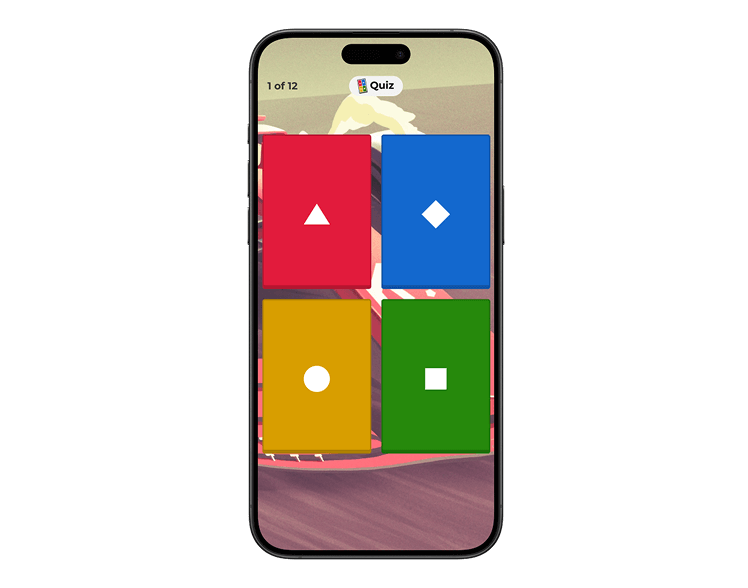 학생이 전화기로 보는 퀴즈 kahoot